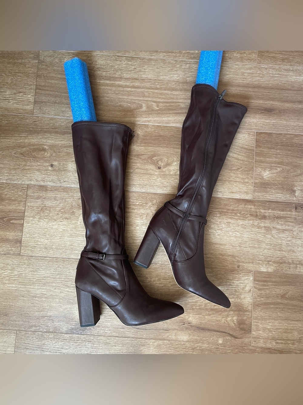 Franco Sarto Faux Leather Brown Kamdyn Knee High Pointed Toe Boot Size 11 Zipper